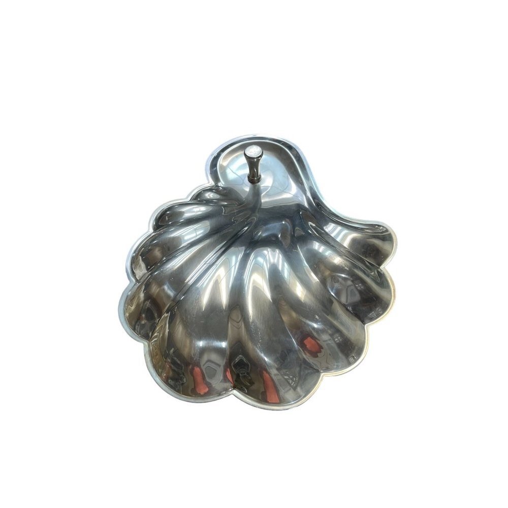 Sheffield Silver Co Silverplate Footed Clam Appetizer Dish With Dipping Cup - Picture 6 of 8